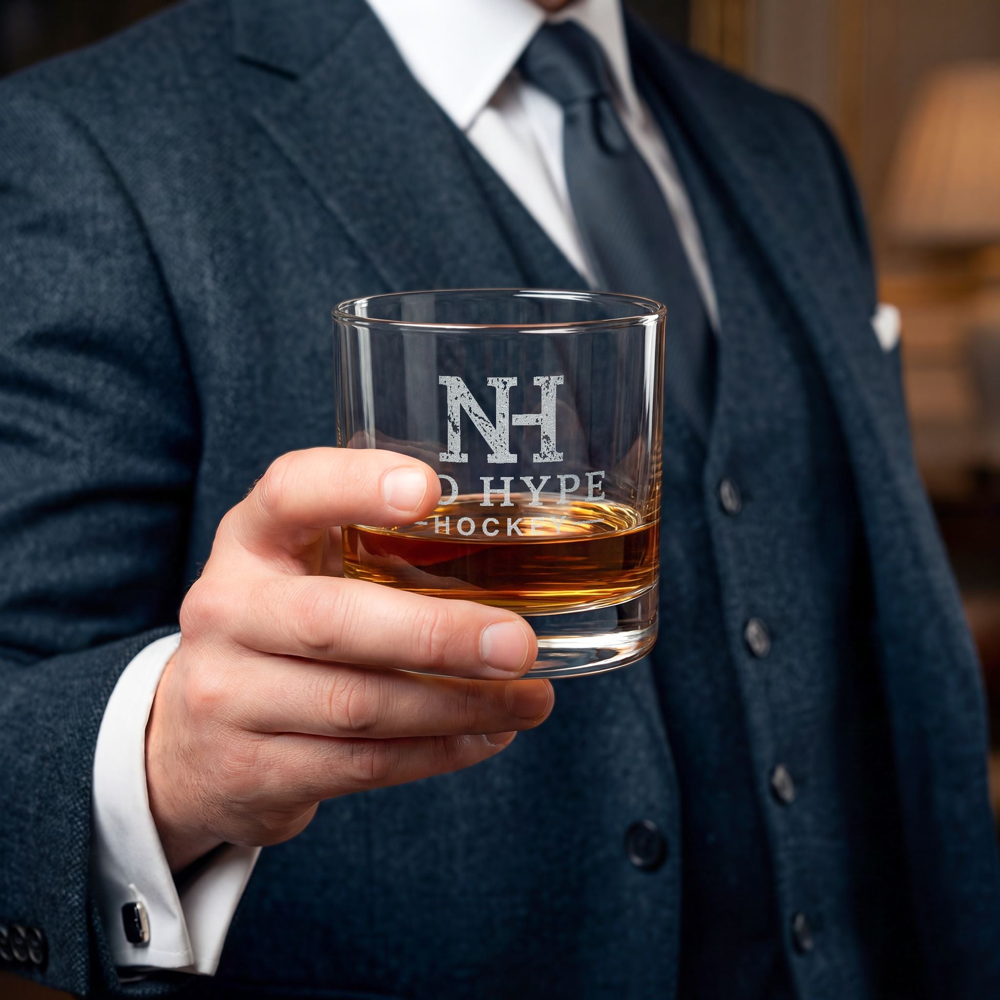 No Hype Hockey Etched Rocks Glass